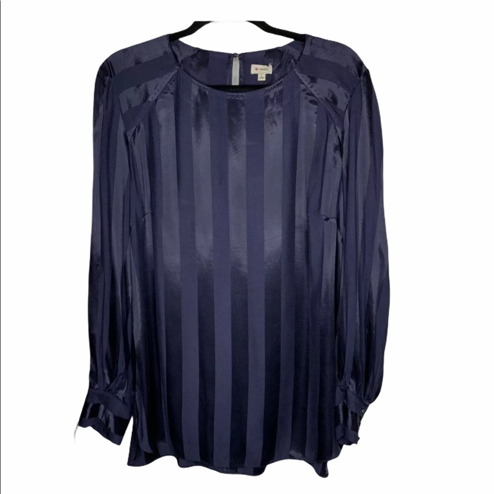Cremieux Womens Blouse Size Large Navy Blue